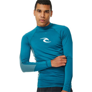 2024 Rip Curl Mens Waves UPF Performance Long Sleeve Rash Vest 141MRV - Deep Ocean